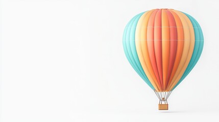 Fototapeta premium A colorful hot air balloon floats against a serene backdrop, symbolizing adventure and exploration. Perfect for travel-related imagery and inspiration.