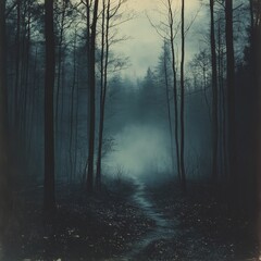 Fototapeta premium Mysterious Pathway Through a Forest at Night