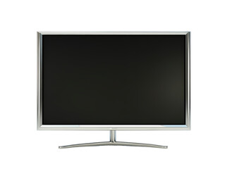 Isolated Silver Framed Black Screen Monitor