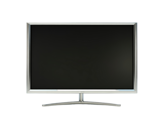 Isolated Silver Framed Black Screen Monitor