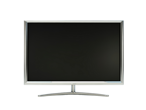 Isolated Silver Framed Black Screen Monitor