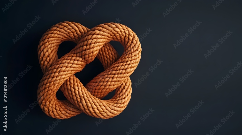 Poster precisely knotted rope forming elegant figure-eight pattern in 3d