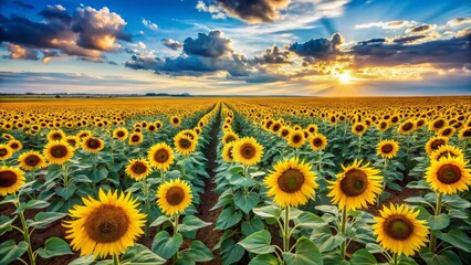 Obraz premium Colorado Sunflower Fields near Denver International Airport: Vibrant Eastern Plains Landscape