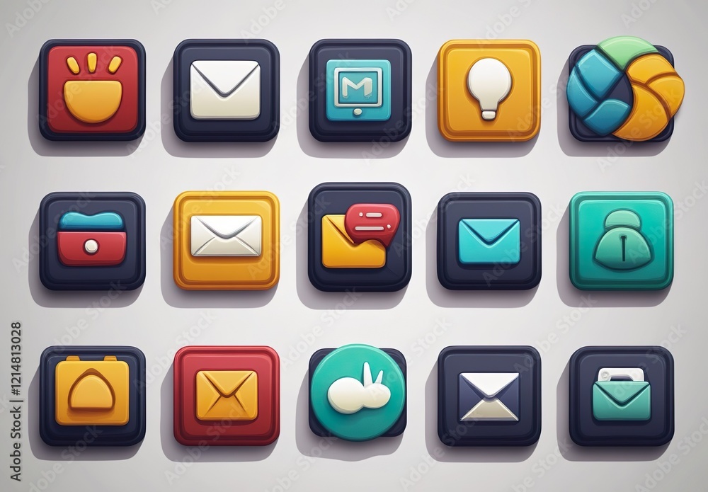 Poster set of colorful communication web icons