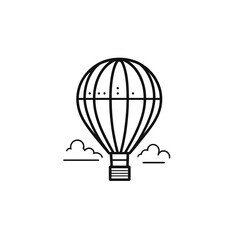 Hot air balloon soaring through the clouds