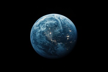 Fototapeta premium Earth night view, space, city lights, global, darkness, planet, background, environmental