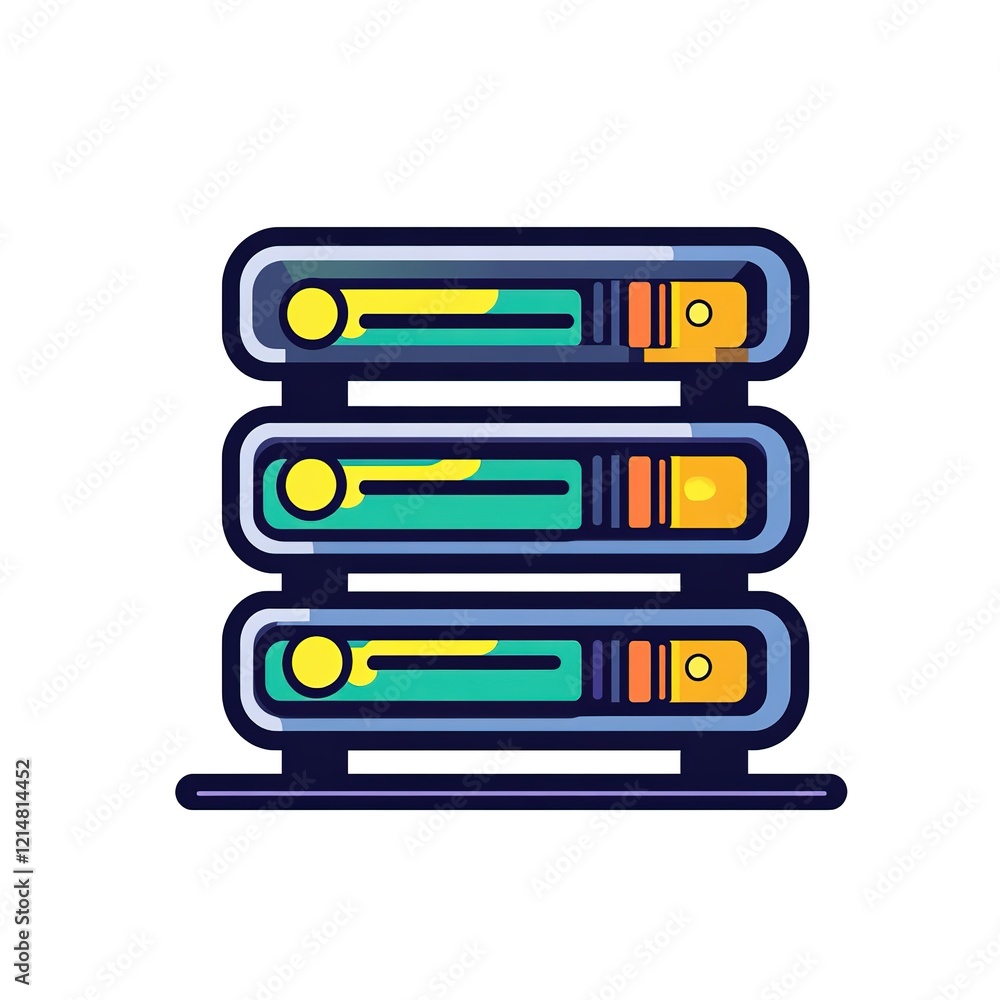 Poster illustration of a server rack with multiple units.