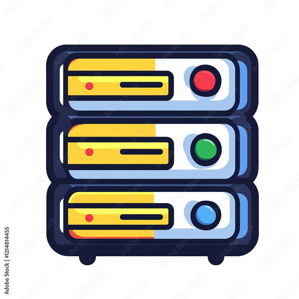 Aufkleber three-tier server rack with status indicators.