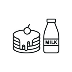 Milk and pancake set food icon featuring a clean and modern design, ideal for breakfast menus, food delivery services, and cafe branding