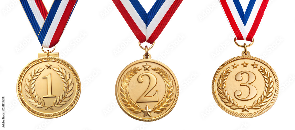 Poster Gold Medal for first three prize winner. 1st, 2nd and third positions .isolated on transparent background with a clipping path