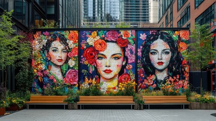 Vibrant Mural Celebrating Women's History in Urban Street Environment