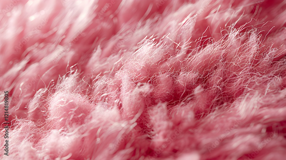 Poster Close-up View of Pink Fluffy Fibers Creates a Soft Textured Background with Delicate Strands