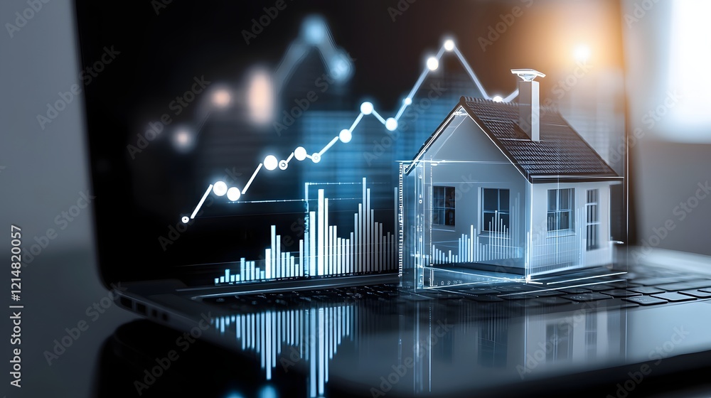 Poster Concept of an AI powered real estate business featuring smart algorithms that suggest profitable property deals interactive 3D maps that provide comprehensive market data and investment insights
