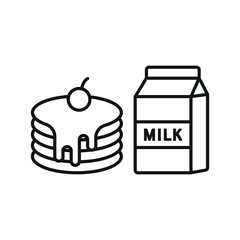 Milk and pancake set food icon featuring a clean and modern design, ideal for breakfast menus, food delivery services, and cafe branding