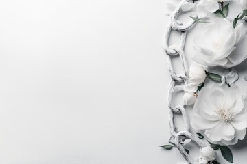 A flat 2D design of a broken chain with links separating, symbolizing a fractured bond, set against a minimalist white canvas