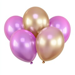 Colorful balloons in shades of pink and gold, clustered together, perfect for celebrations and festive occasions.