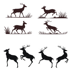 dear silhouette vector set