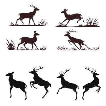 dear silhouette vector set