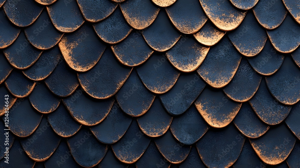 Poster metallic snake scales-inspired abstract mosaic pattern with deep textures