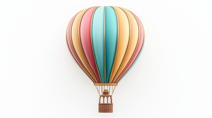 Naklejka premium A vibrant and colorful hot air balloon floats gracefully against a clear backdrop, symbolizing adventure, freedom, and the joy of exploration.