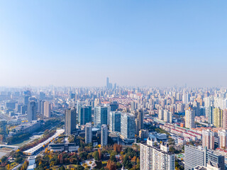 Fototapeta premium Aerial view of residential buildings in downtown Shanghai