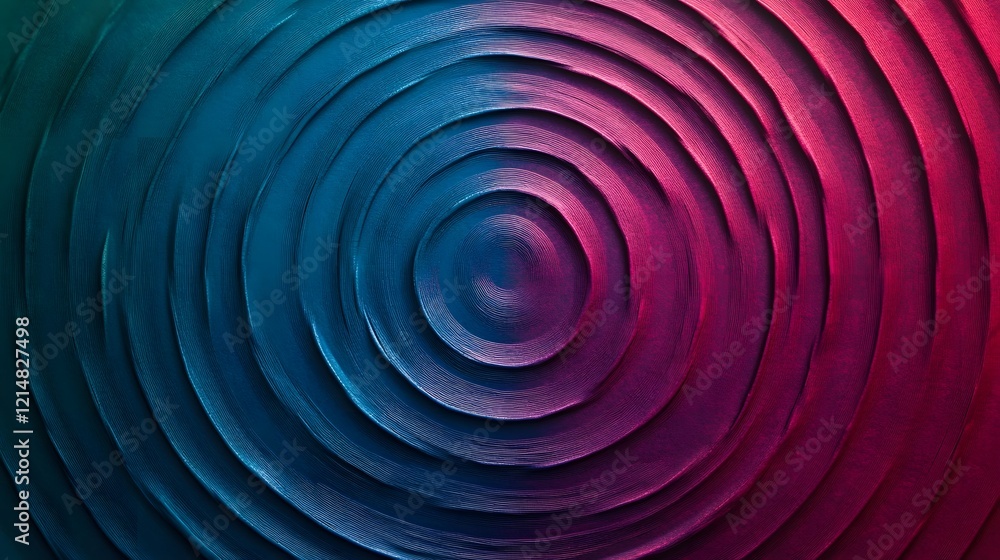 Poster mesmerizing concentric circles ripple in a vibrant abstract background