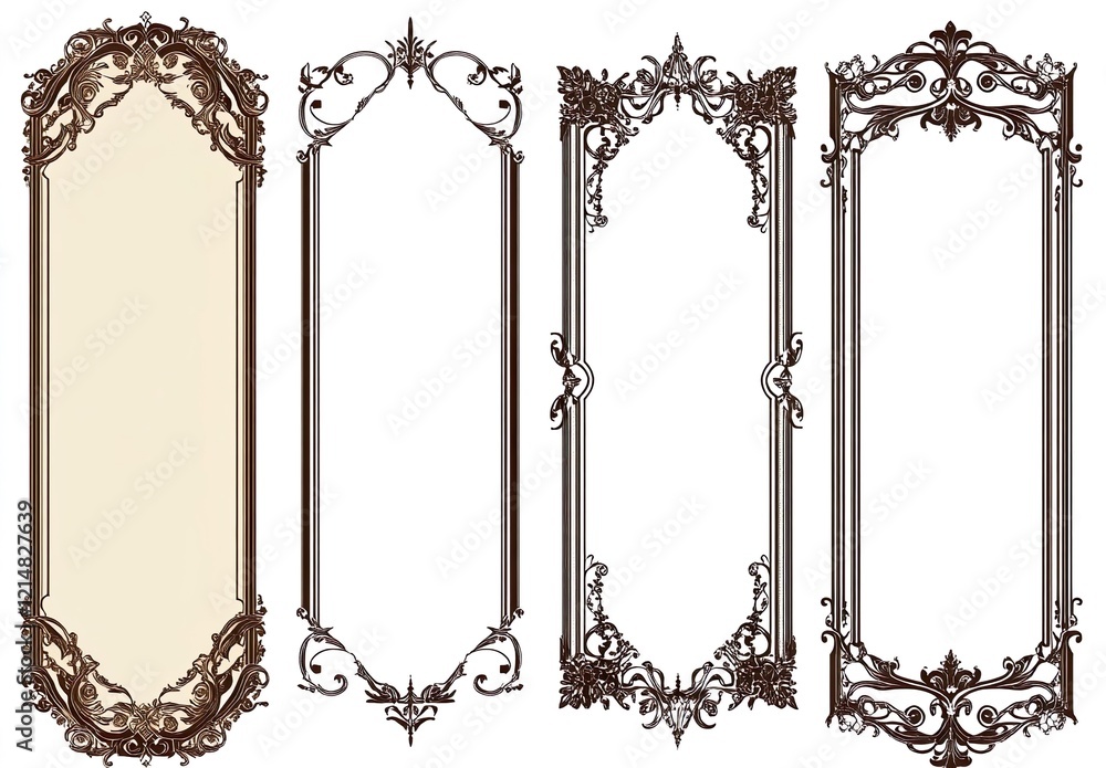 Poster set of frame border line page vector vintage simple