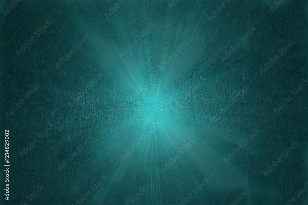 Aufkleber abstract teal background with light rays emanating from center on textured surface
