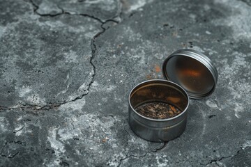 Two tea bags placed within a small metal jar, commonly used for storing various food items or spices.