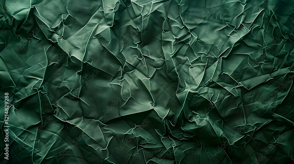 Poster dark green wrinkled fabric texture background creates a visually appealing design for various projec