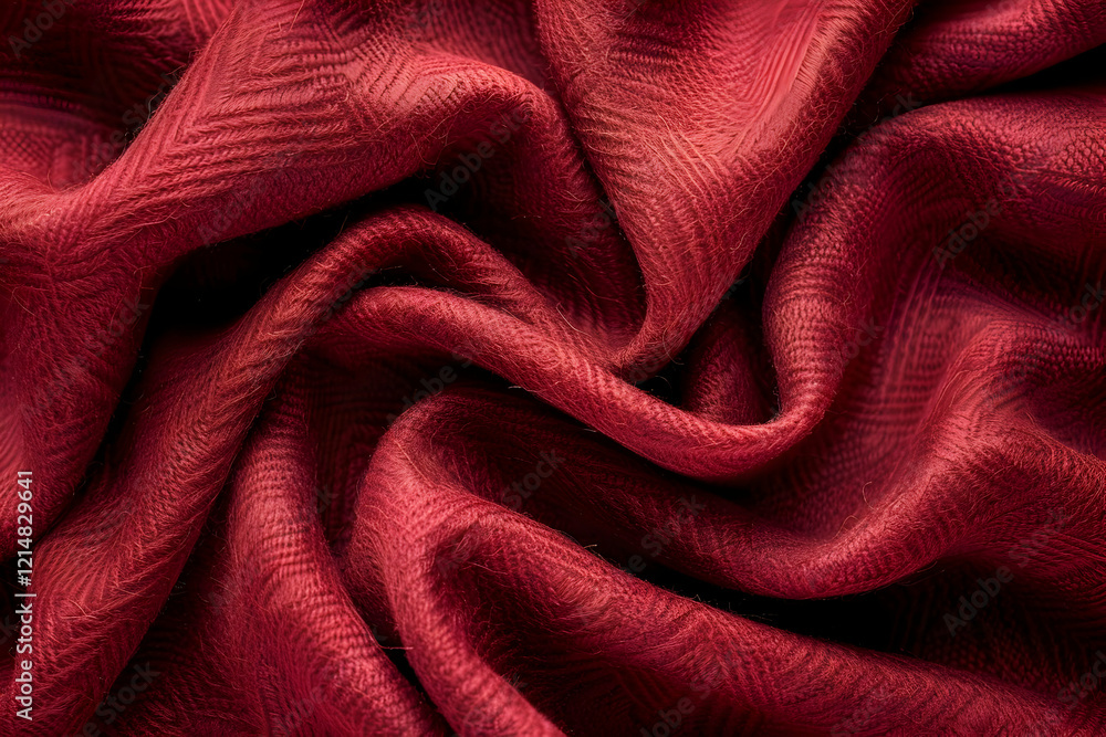 Aufkleber luxurious red fabric drapes elegantly with soft folds and a subtle textured pattern
