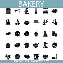 Bakery Shop Silhouettes Bread, Cakes, Pastries, and More