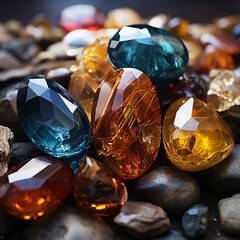 Brilliant topaz gemstones with reflections and sparkling clarity