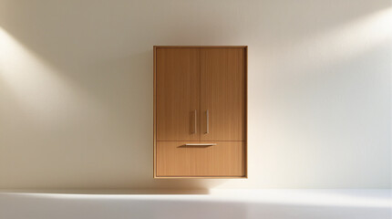 School hallway with yellow lockers in row, back to school concept. Mockup wall