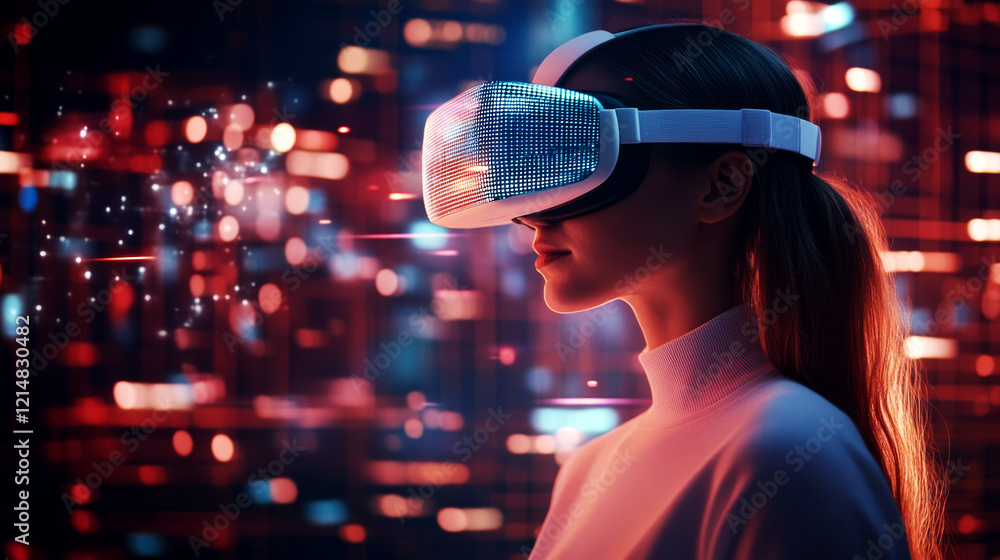 Poster exploring virtual reality in business finance innovative technologies transforming professional envi