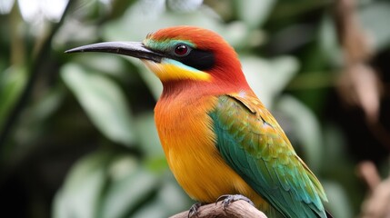 Obraz premium European bee-eater Merops apiaster bird songbird wildlife nature beautiful animal rain finch, animal, bird watching ornithology, flower bud fauna wildlife Europe