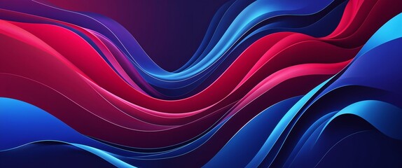Bold crimson and royal blue gradients flowing in sharp waves glowing transitions illustration background design