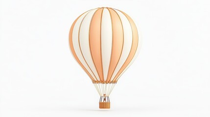 Fototapeta premium A vintage hot air balloon with creamy and golden stripes, symbolizing adventure and freedom in the sky. Perfect for travel and exploration themes.