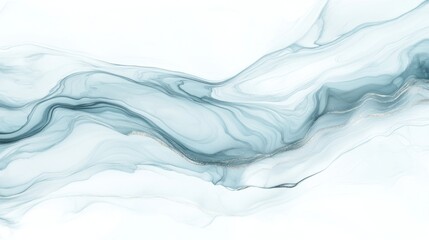 Obraz premium Abstract fluid art painting with teal blue and silver hues creating an elegant look