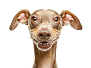 Isolated funny dog with big smile