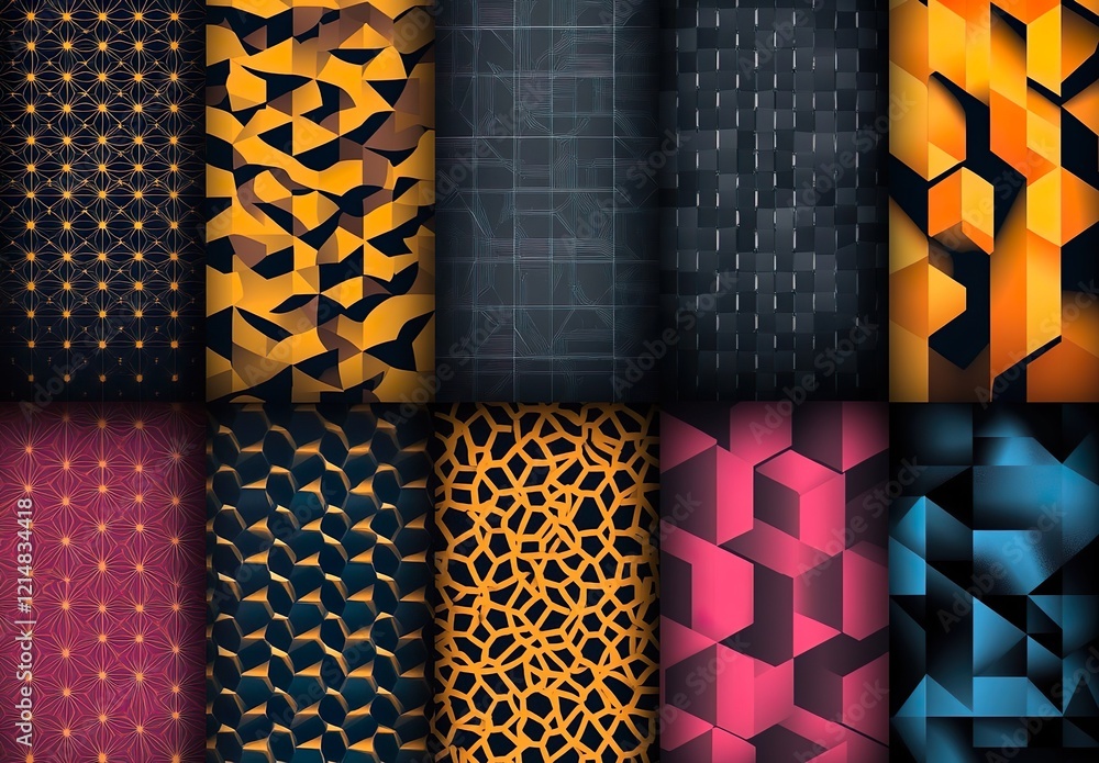 Poster set of geometric seamless patterns. abstract geometric