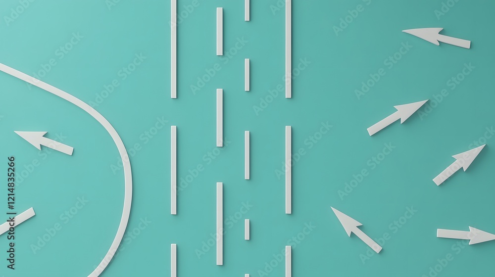 Poster minimal roadways with directional arrows - clean transportation system representation in 3d