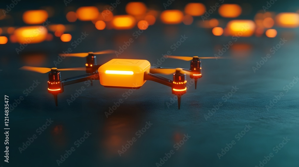 Poster futuristic automated delivery drones in an interconnected grid for efficient urban transportation