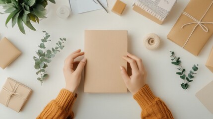 Fototapeta premium Eco-Friendly Packaging Design and Brainstorming Session at Workspace