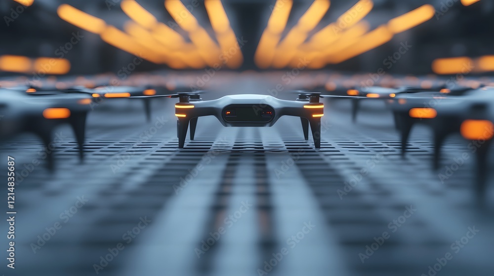 Poster autonomous delivery drones in a futuristic interconnected transportation grid