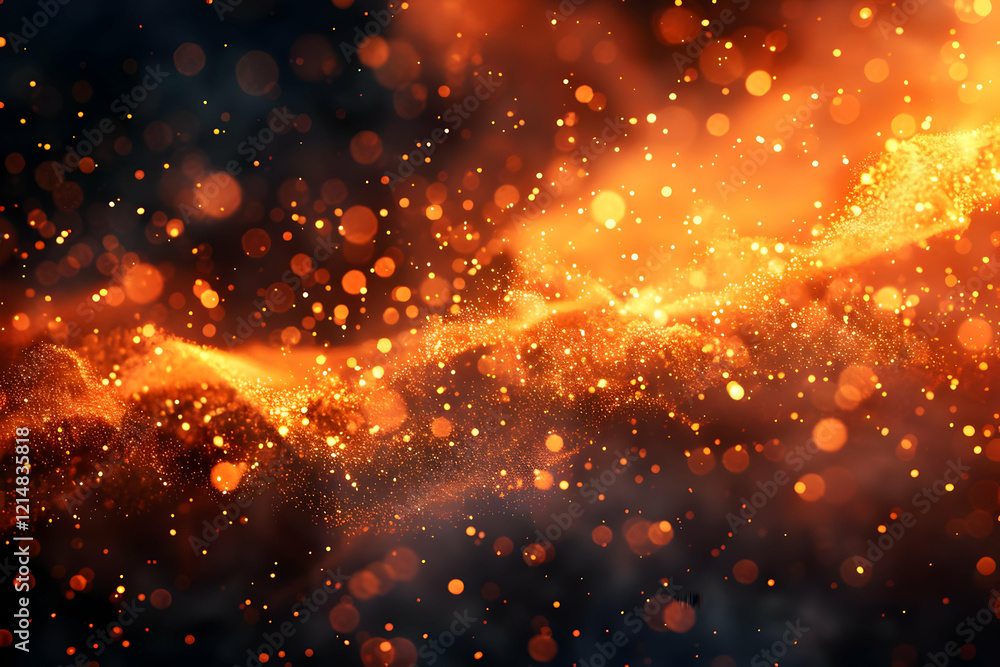 Poster abstract background with glowing particles and dynamic light effect swirls gracefully