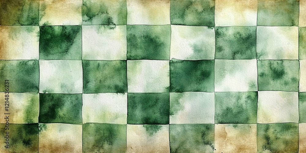 Aufkleber green watercolor texture with a checkered pattern ideal for backgrounds and design projects