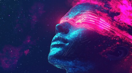 Digital Portrait with Cosmic Backdrop