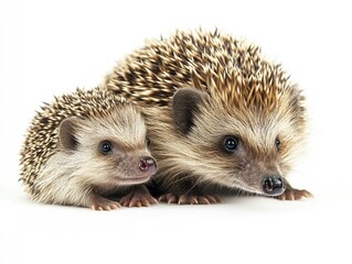 Obraz premium Cute pair of hedgehogs nestled together.