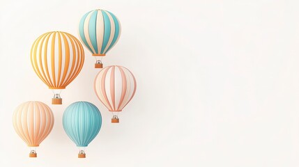 Obraz premium Colorful hot air balloons floating gracefully against a soft background, representing adventure and a sense of freedom in the skies.